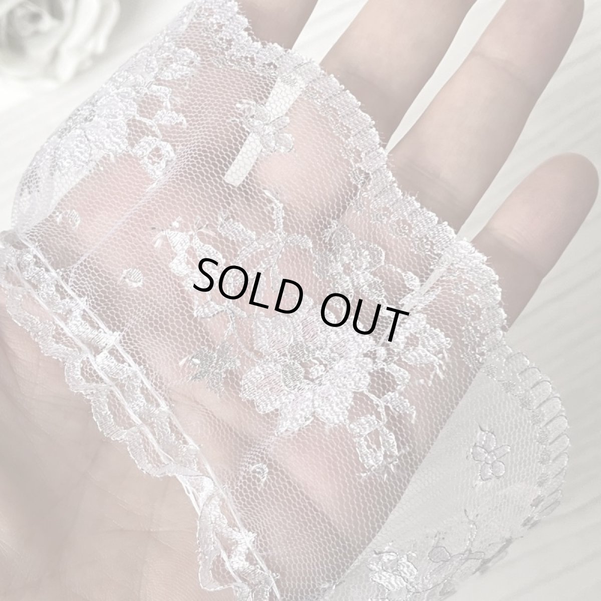 画像9: 日本製ラッセルフリルレース　ホワイトシルバー　6.7ｃｍ小花柄　 (9)