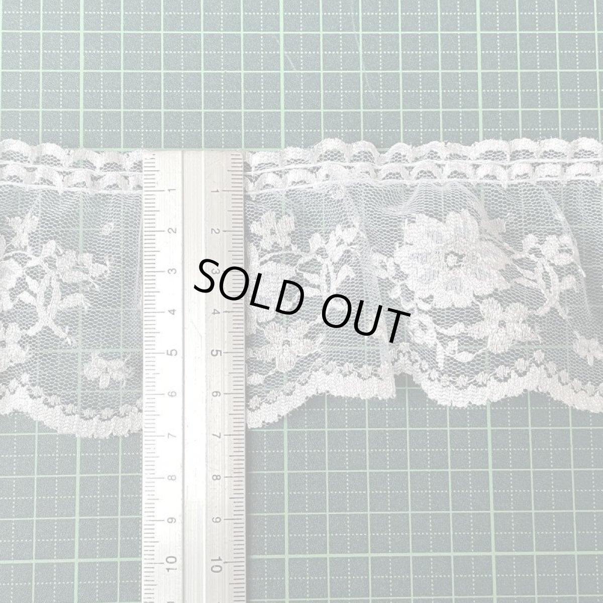 画像4: 日本製ラッセルフリルレース　ホワイトシルバー　6.7ｃｍ小花柄　 (4)