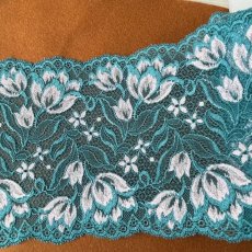 画像6: 【1m110円】ラッセルストレッチレース　グリーンシルバー幅16.1cm　チューリップ風　５ｍ巻 (6)