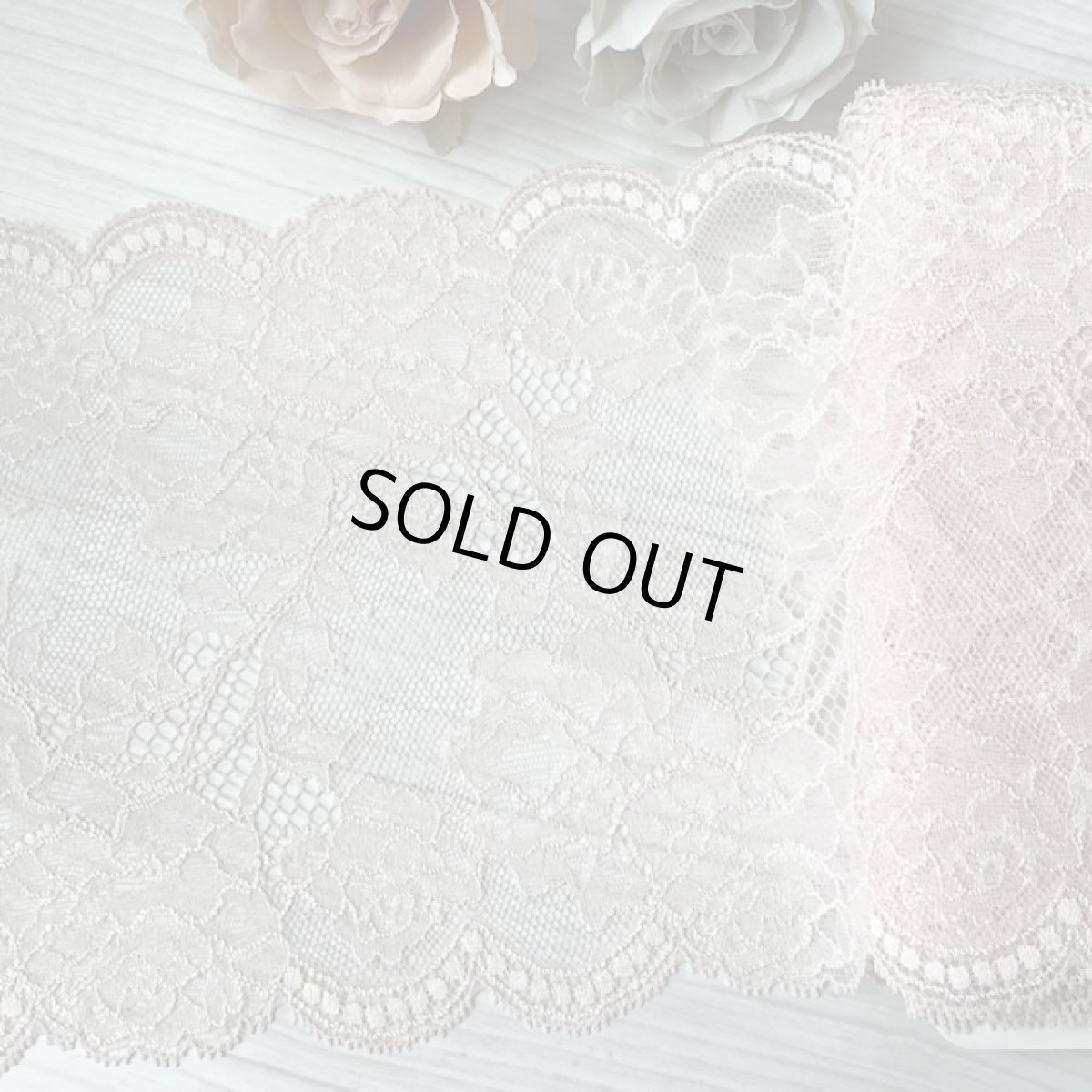 画像2: ストレッチリバーレース 　くすみピンク　幅16.5cm　薔薇柄 (2)