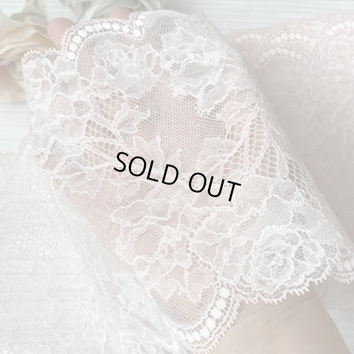 画像4: ストレッチリバーレース 　くすみピンク　幅16.5cm　薔薇柄 (4)