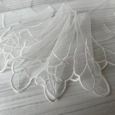 画像5: チュールレース　ホワイト　幅9.2cm　天使のはね柄 1ｍ　高品質な日本製 (5)