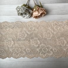 画像2: 【1m110円】ラッセルストレッチレース　ベージュ　幅17.2cm　薔薇柄　3m　肌に優しい (2)