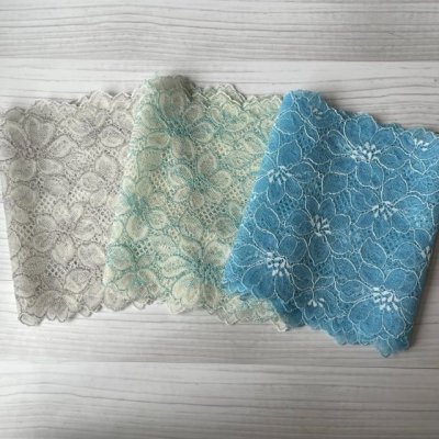 画像1: 【送料無料】日本製春らしい幅広ラッセルストレッチレースm(1m×6色)セット