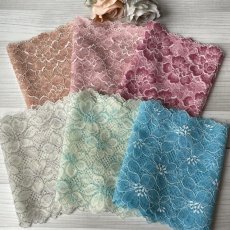 画像11: 【送料無料】日本製春らしい幅広ラッセルストレッチレースm(1m×6色)セット (11)