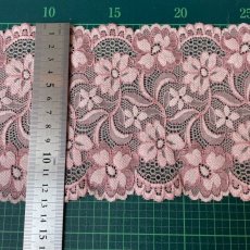 画像4: 【1m110円】ラッセルストレッチレース　ピンク　３m巻幅12.6cm美しい花柄　高品質な日本製 (4)