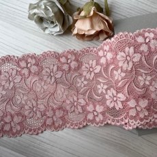 画像3: 【1m110円】ラッセルストレッチレース　ピンク　３m巻幅12.6cm美しい花柄　高品質な日本製 (3)