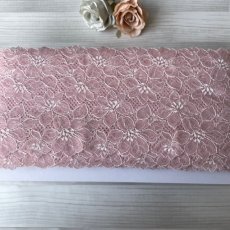 画像10: 【1m110円】ラッセルストレッチレース　上品なピンク　幅16.9cm　綺麗な花柄　３m (10)