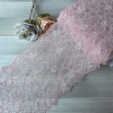 画像1: 【1m110円】ラッセルストレッチレース　上品なピンク　幅16.9cm　綺麗な花柄　３m (1)