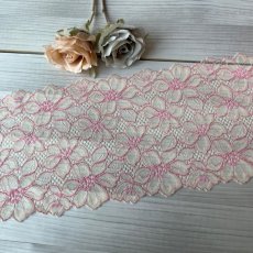 画像6: 【1m110円】ラッセルストレッチレース　ベージュピンク　幅16.9cm　綺麗な花柄　3m (6)