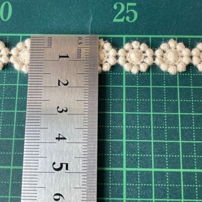 画像1: ケミカルレース　コットン生成り　幅1.4cm　まるい小花　1m巻　日本製