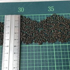 画像3: ケミカルレース　ブラックゴールド　幅4.6cm　繊細な小花柄　1m巻　日本製 (3)
