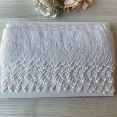 画像5: 【日本製】刺繍レース　ホワイト　お襟に　幅7.2cm葉柄羽根柄オーガンジー 1m (5)