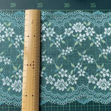 画像3: 【1m110円】ラッセルストレッチレース　エメラルドグリーン　幅16.８cm　薔薇柄　3m (3)