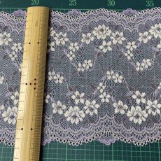 画像5: 【1m110円】ラッセルストレッチレース　パープル　幅16.８cm　薔薇柄　３m (5)