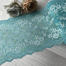 画像4: 【1m110円】ラッセルストレッチレース　エメラルドグリーン　幅16.８cm　薔薇柄　3m (4)