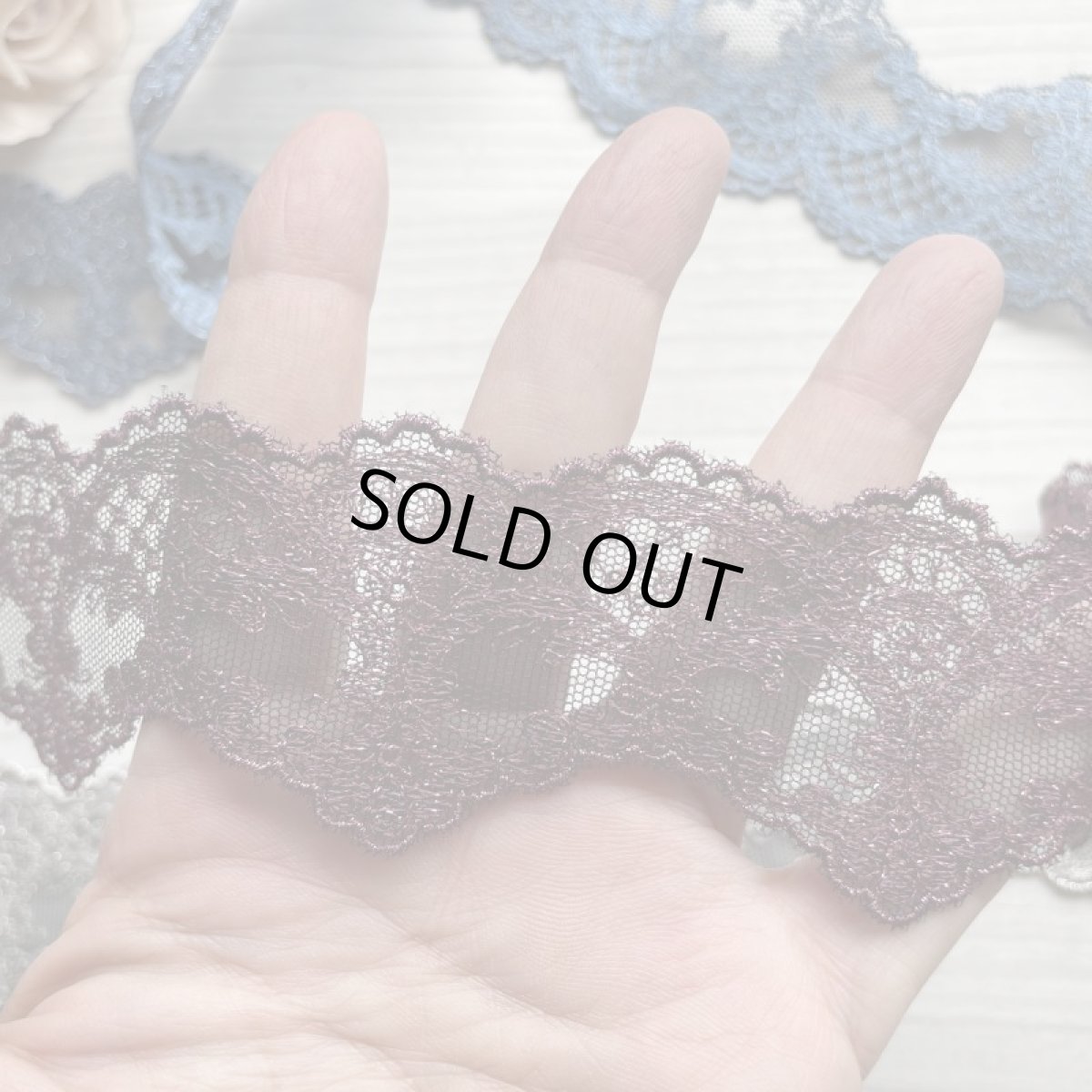 画像4: チュールレース　シルバー　幅4.5cm　8.1m　スカラの小花柄日本製 (4)