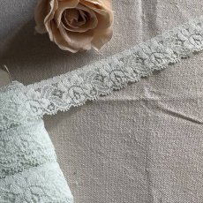 画像5: ３ｍ幅2.8ｃｍ綺麗な薔薇柄ラッセルストレッチレース　緑色 (5)