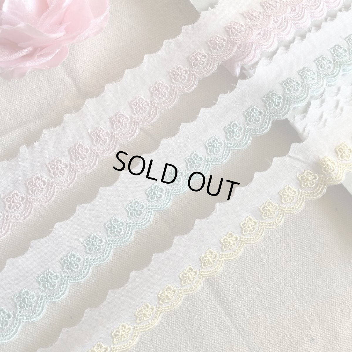 画像6: 【ななかオリジナル】幅2.8cm小花柄綿レース　ピンク,クリーム、ターコイズ (6)