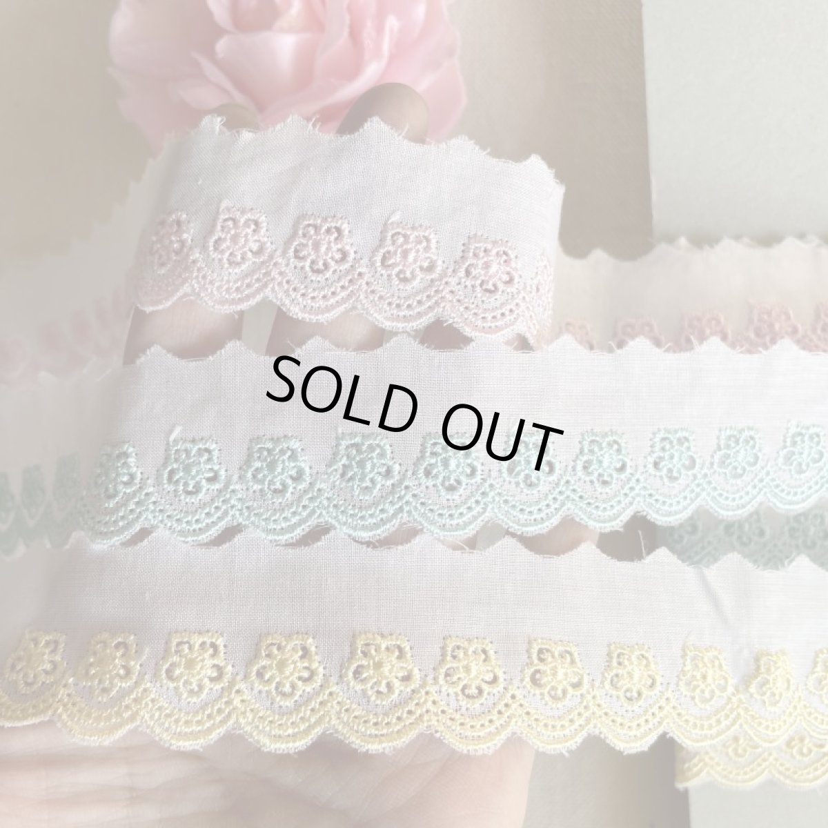 画像7: 【ななかオリジナル】幅2.8cm小花柄綿レース　ピンク,クリーム、ターコイズ (7)