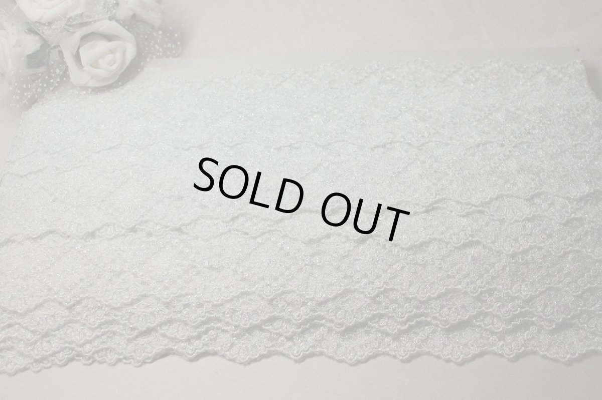 画像10: 【日本製】チュールレース　銀色　幅4.5cm　両山ダイヤ花柄　６m巻　 (10)