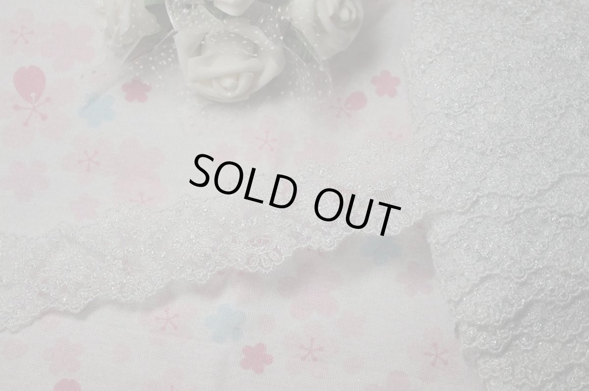 画像9: 【日本製】チュールレース　銀色　幅4.5cm　両山ダイヤ花柄　６m巻　 (9)