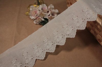 画像2: 【高品質な日本製】3ｍ！幅6.2cm刺繍の美しい薔薇柄綿レース　オフホワイト