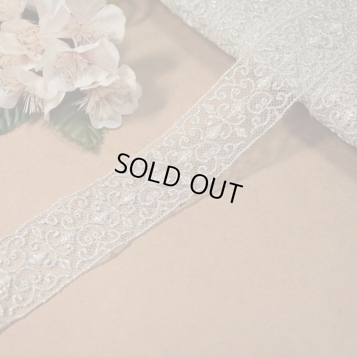 画像1: 【日本製】チュールレース　シルバー　幅3cm　繊細な両山アラベスク蔓柄　3m巻　 (1)