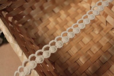 画像2: 【高品質な日本製】ケミカルレース　コットン生成り　幅1.3cm　まんまるドットとスカラ柄　3m巻　日本製