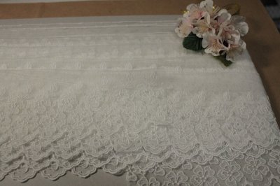 画像3: 【高品質な日本製】チュールレース　オフホワイト　幅8.5cm２段の小花柄　３ｍ巻　ウエディングベール