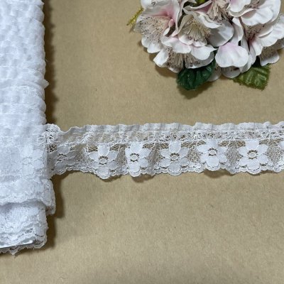 画像2: 【日本製】2.7ｃｍ小花柄柄ラッセルフリルレース　白