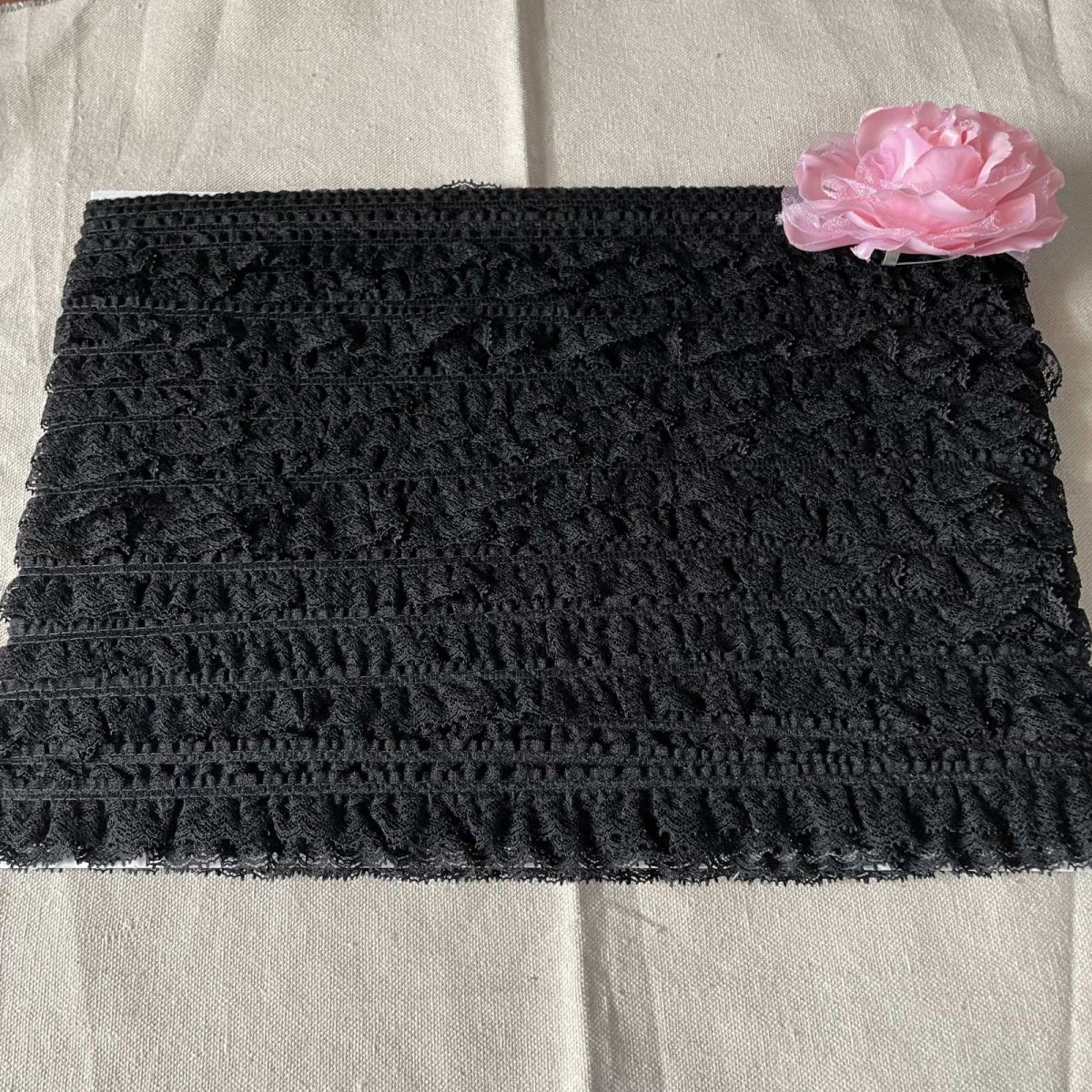 画像5: 【日本製】ラッセルフリルレース　ブラック　幅1.9cm可愛いドット柄　 (5)