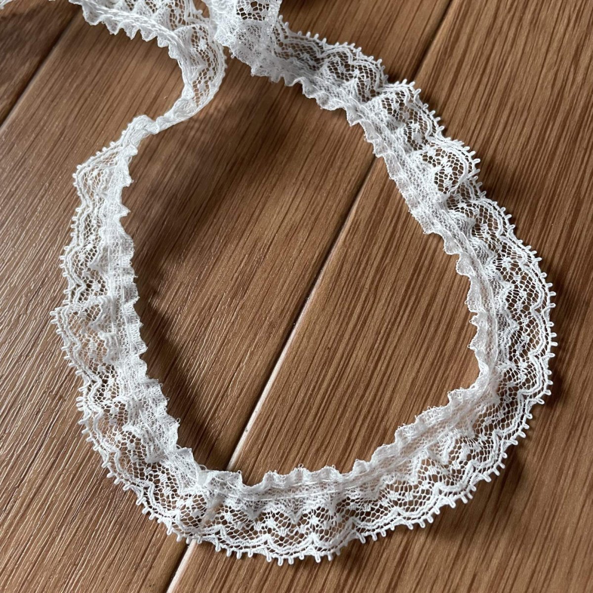 画像2: 【日本製】ラッセルフリルレース オフホワイト 幅1.9cm可愛いドット柄  (2)