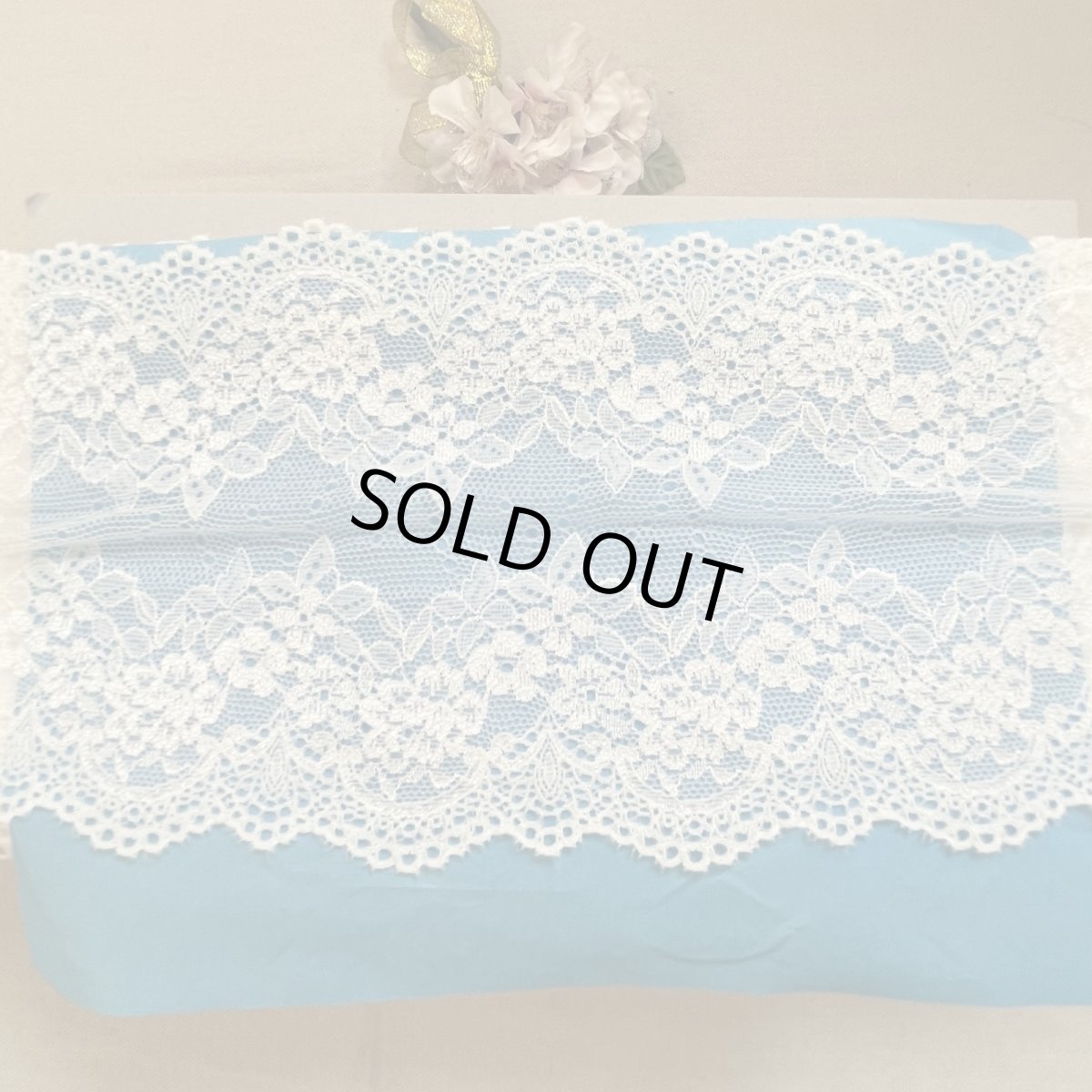 画像7: 【1m130円日本製】幅12.8cm薔薇柄ラッセルストレッチレース　オフホワイト5ｍ　 (7)