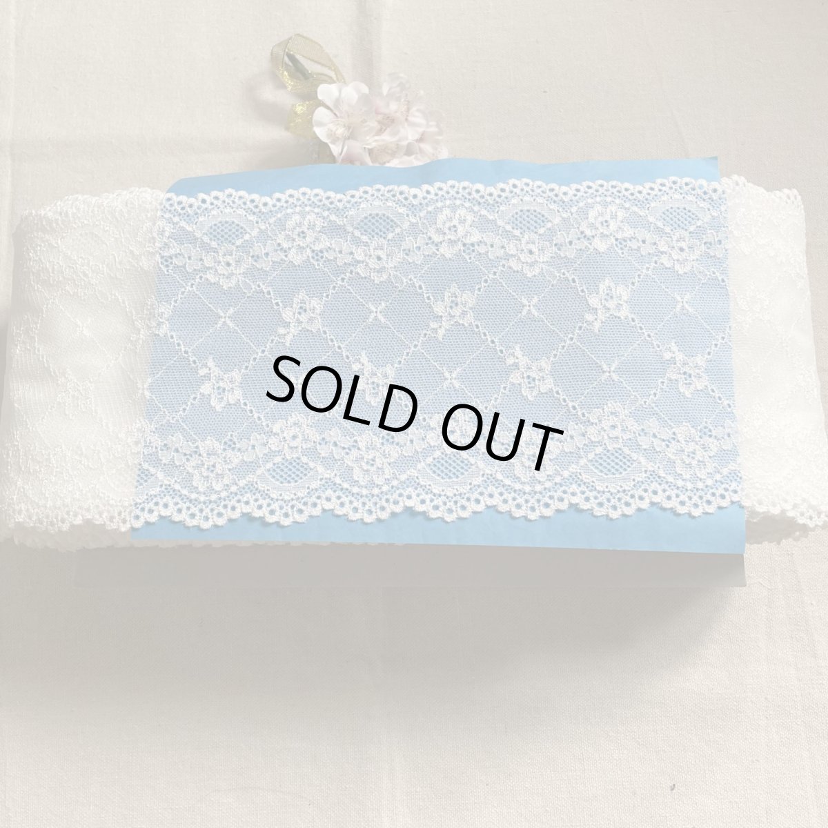 画像6: 【1m130円日本製】幅12.8cm小花柄ラッセルストレッチレース　オフホワイト5ｍ　 (6)