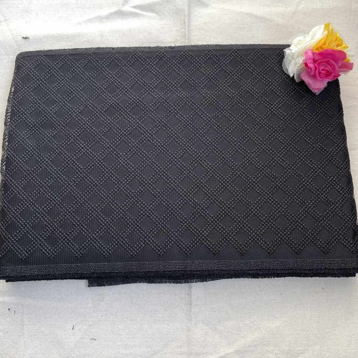 画像5: 【安心の日本製】チュールレース　ブラック　幅24.5cm　1.1ｍ　綺麗な格子柄　在庫限り (5)