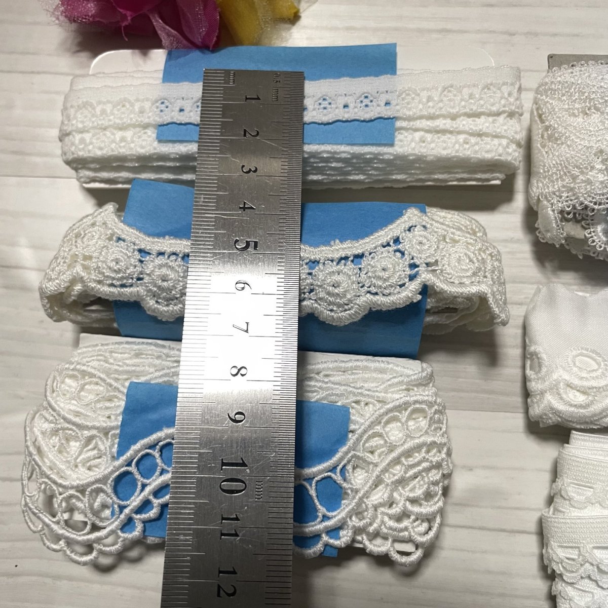 画像4: 【日本製】1400円!綿レース　ストレッチレース　ケミカルレース　オフホワイト約19ｍ (4)