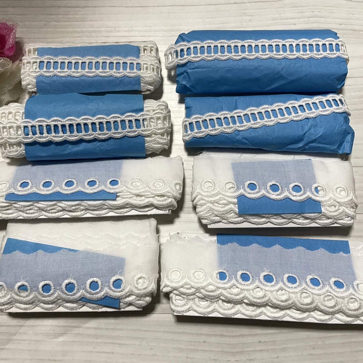 画像1: 【日本製】1100円!　日本製綿レースセット　オフホワイト　約20ｍ (1)