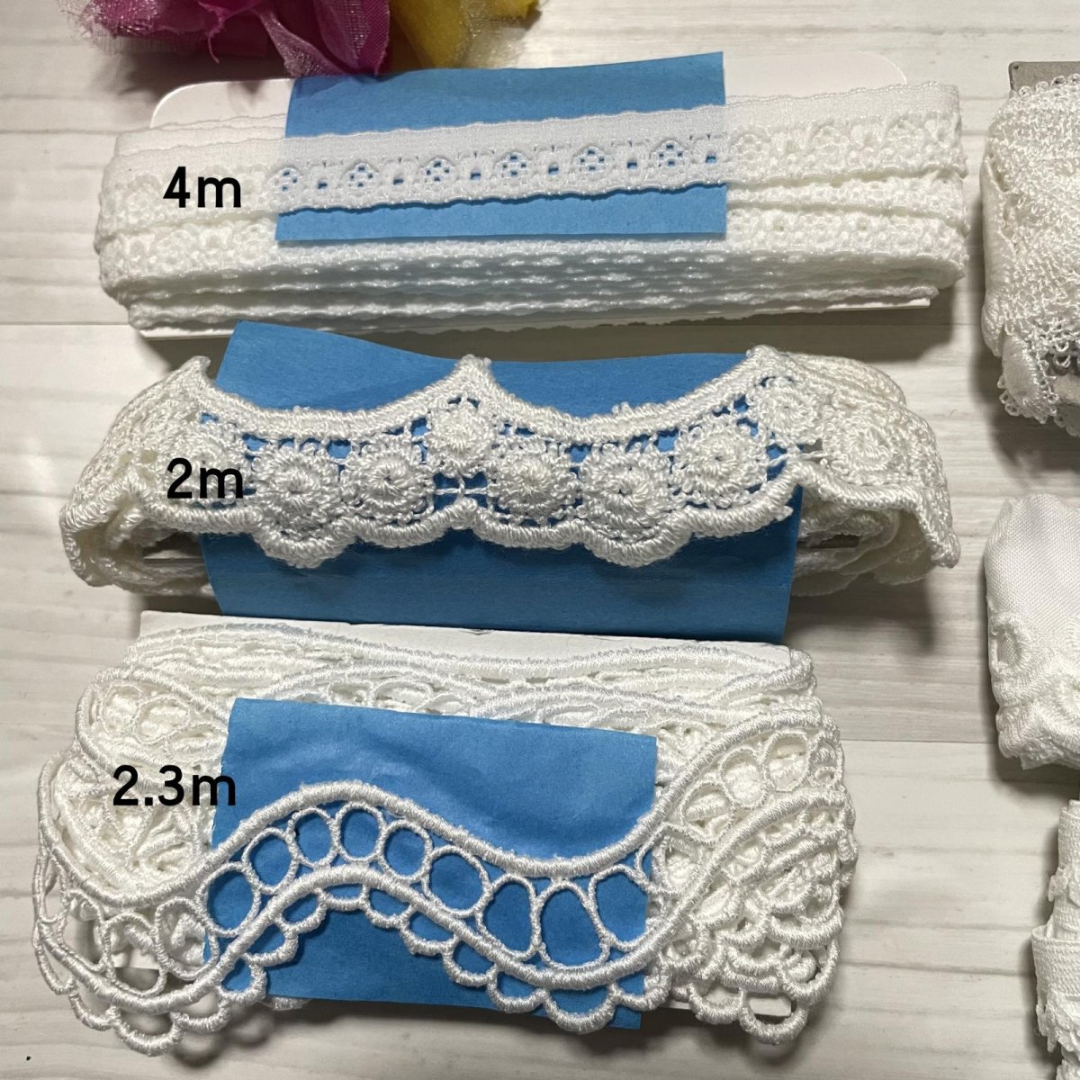 画像2: 【日本製】1400円!綿レース　ストレッチレース　ケミカルレース　オフホワイト約19ｍ (2)