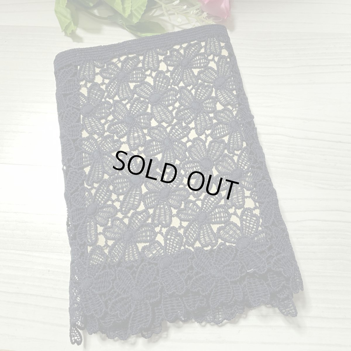 画像4: 【高品質な日本製】ケミカルレース　ネイビー　小花柄　幅19.5ｃm　約2ｍ　 (4)