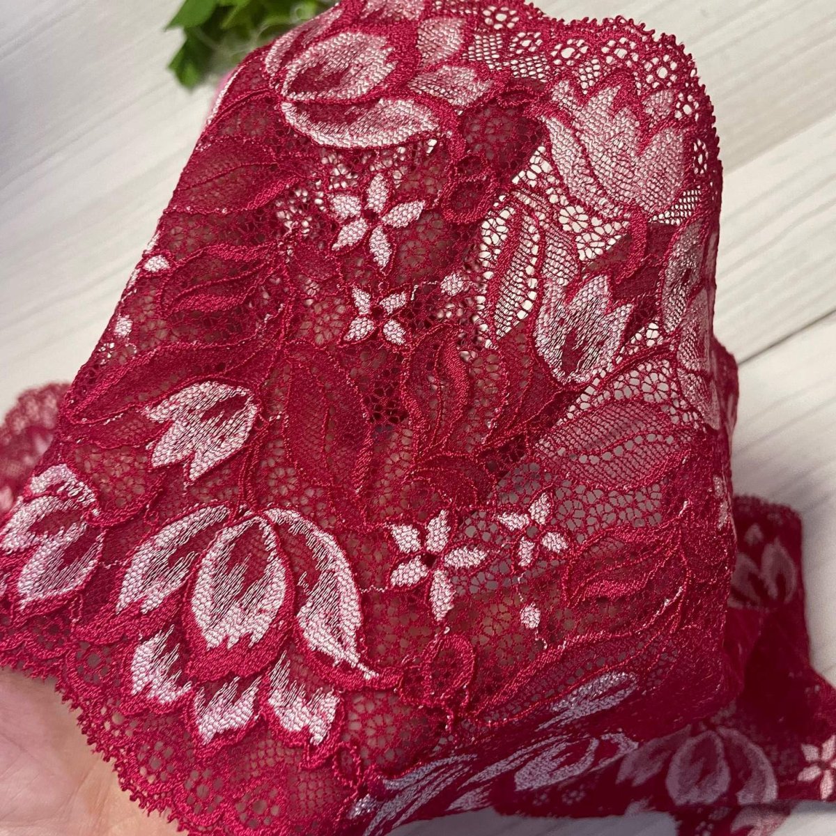 画像10: 【クリックポスト送料無料】1100円!派手ピンク赤系ラッセルストレッチレース１m×５点高品質な日本製 (10)