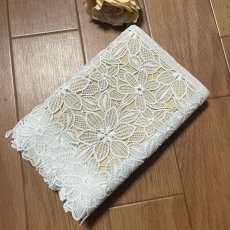画像5: 【高品質な日本製】ケミカルレース　可愛い花柄　オフホワイト　幅19.5ｃm　約2ｍ　 (5)