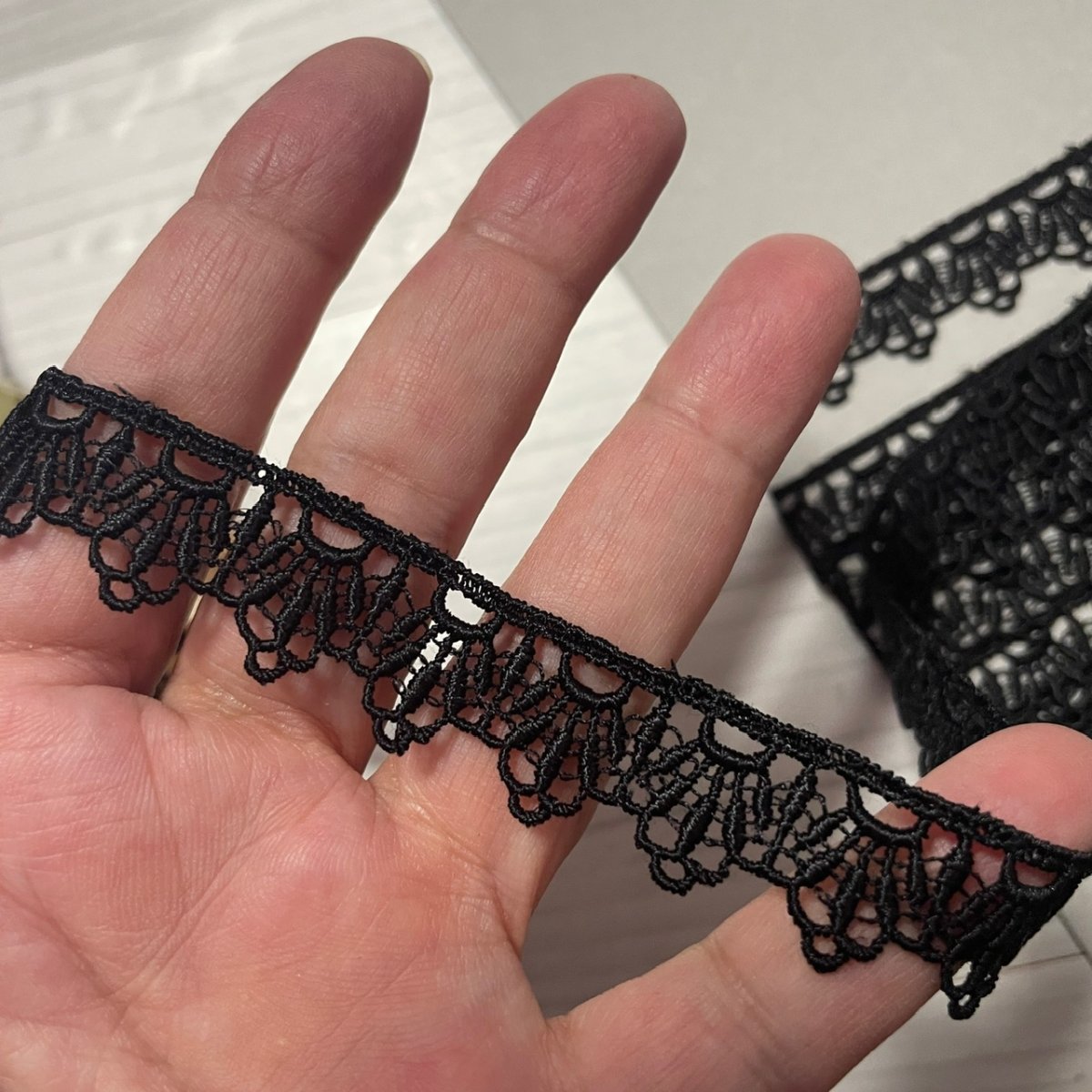 画像6: 【1点限り】ケミカルレース　きれいなスカラ　ブラック　幅1.7ｃm　5ｍ　日本製 (6)