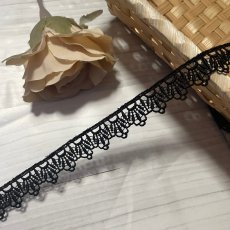 画像1: 【1点限り】ケミカルレース　きれいなスカラ　ブラック　幅1.7ｃm　5ｍ　日本製 (1)
