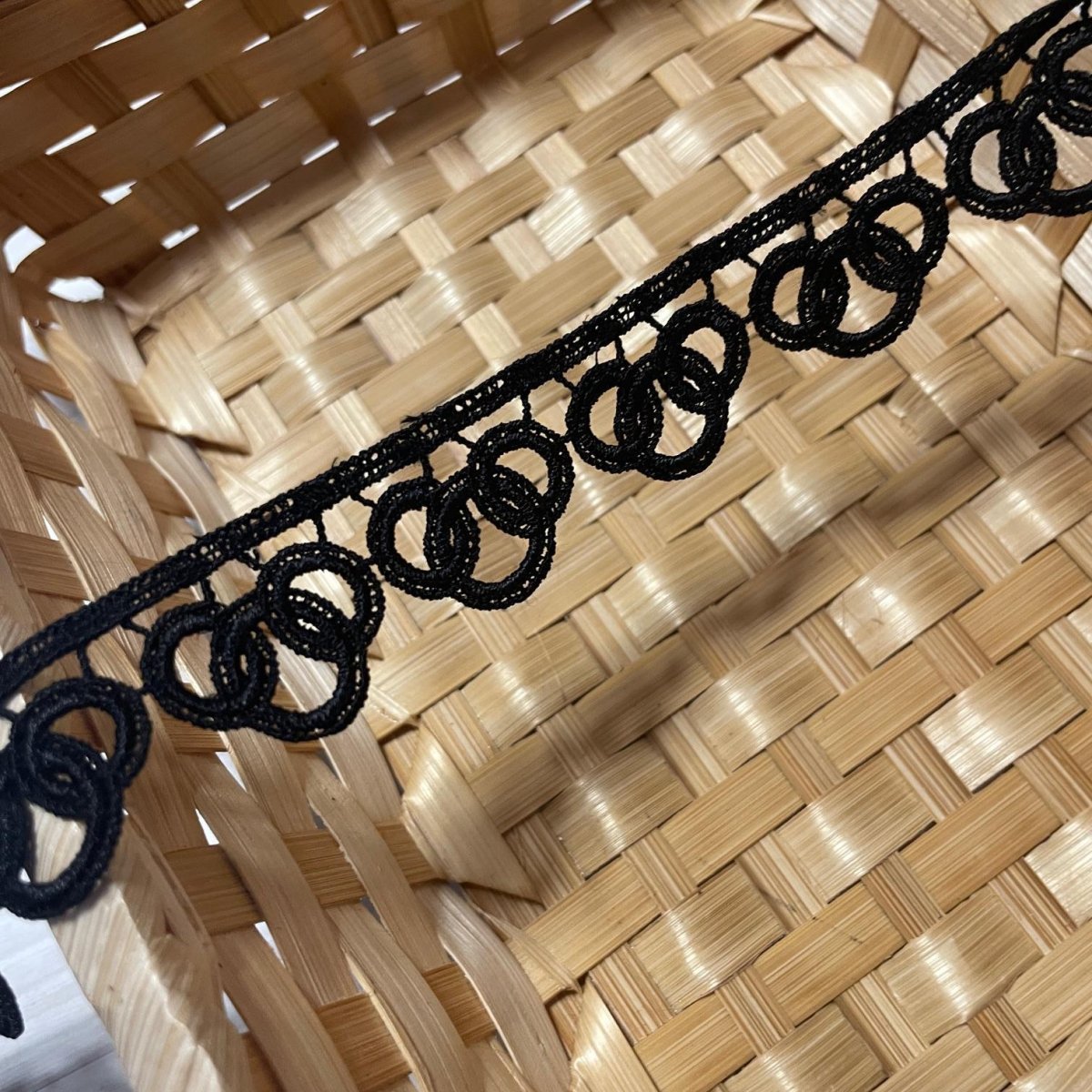 画像5: 【1点限り】ケミカルレース　まる3個柄　ブラック　幅2.3ｃm　5ｍ　日本製 (5)