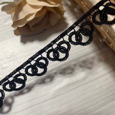 画像6: 【1点限り】ケミカルレース　まる3個柄　ブラック　幅2.3ｃm　5ｍ　日本製 (6)