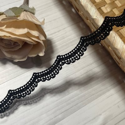 画像3: 【ドール服に】ケミカルレース　スカラ柄　ブラック　幅1cm　6ｍ　日本製