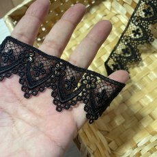 画像7: 【1点限り】ケミカルレース　十字架柄　ブラック　幅4ｃm　5ｍ　日本製 (7)