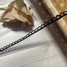 画像2: 【ドール服に】ケミカルレース　シンプルなスカラ柄　ブラック　幅0.7cm　6ｍ　日本製 (2)