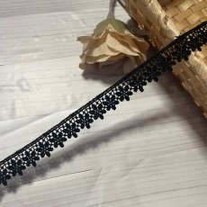 画像1: 【1点限り】ケミカルレース　小花柄　ブラック　幅2ｃm　5ｍ　日本製 (1)